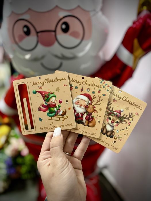 Коледна дървена картичка за пари