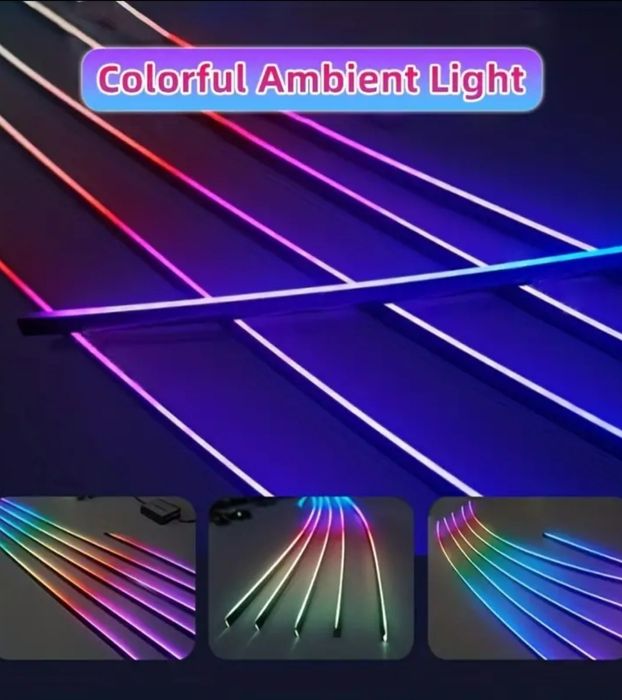 128-цветни RGB LED амбиентни светлини за кола, 12V, App управление