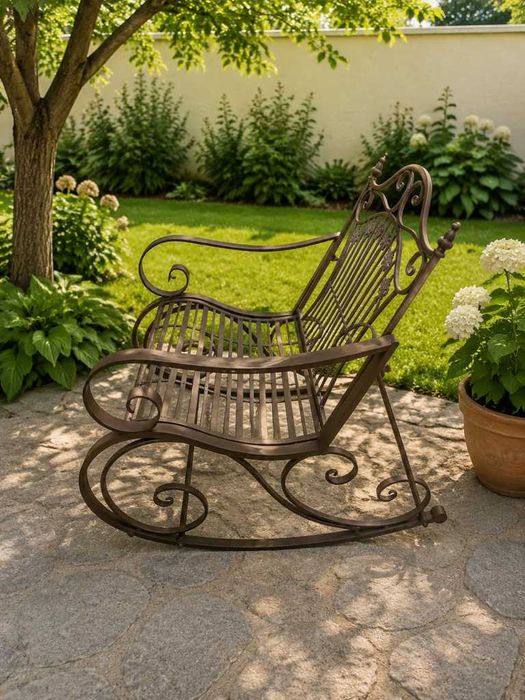 set masa si scaune de gradina, 2 scaune si o masa, fier forjat, verde