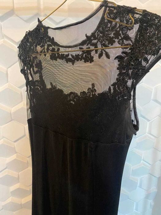 Гипюровое черное вечерние платье, размер S