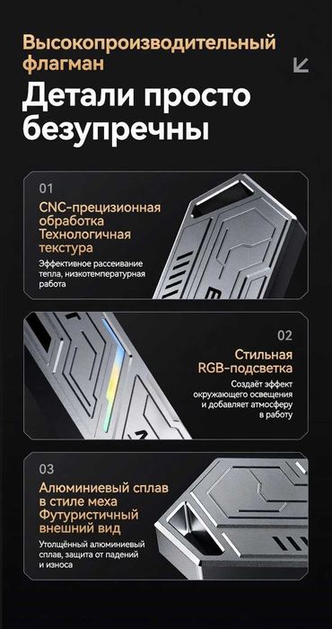 "EAGET" NVMe корпус с разноцветные огни RGB.