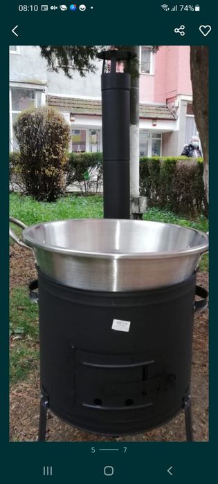 Ceaun fontă/Sobă inox 42cm/ disc fontă/ grill fontă/ wok fontă