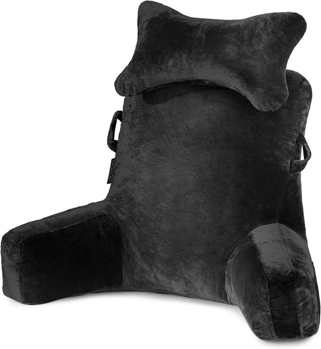 Perna de sprijin pentru citit / TV / laptop in pat, neagra, cu brate