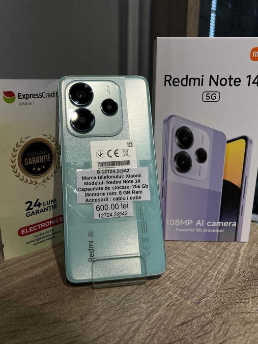 (AG42) Telefon Xiaomi Redmi Note 14 ( B.12724.2.42) GARANTIE 2 ANI