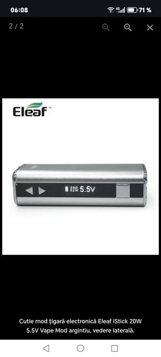 Țigară electronică Eleaf iStick Mod Vape  20W  Baterie 2200mAh