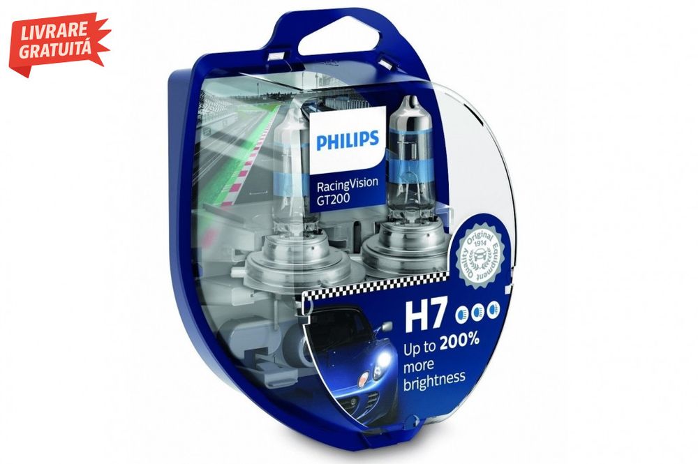 Philips Bec Halogen Auto H7 12V 55W PX26d RacingVision GT200 (1 set)