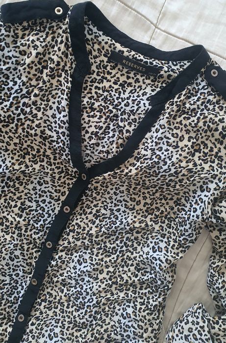 Reserved XS cămașă dama animal print leopard slim fit vascoză casual chic office trendy