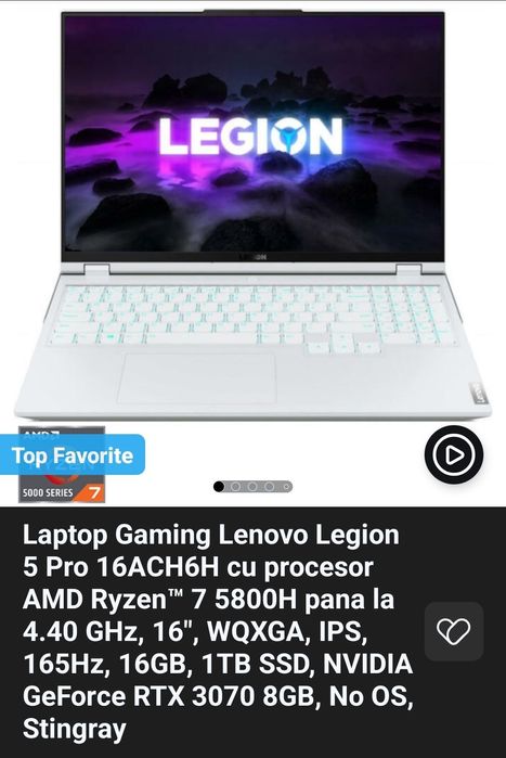 Laptop Gaming Lenovo Legion 5 Pro 16ACH6H  defect