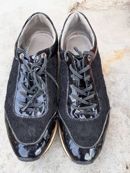 Papuci/pantofi dama din material textil si piele