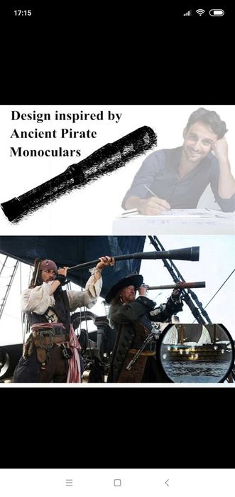 Далекоглед бронзов с античен дизайн, обшит с кожа.