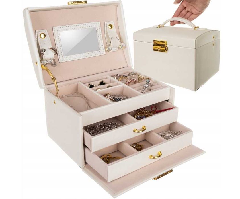 Кутия за бижута, органайзер с огледало и чекмеджета