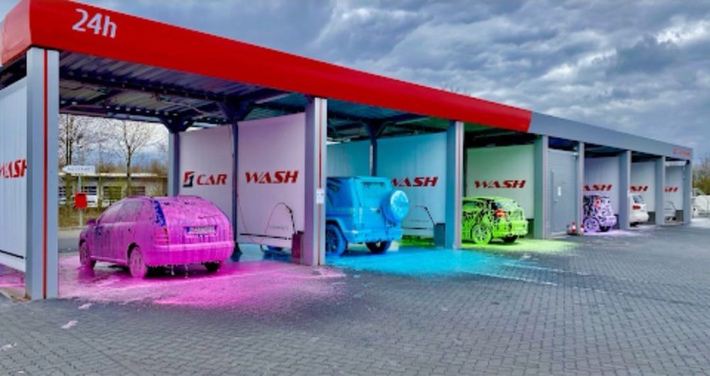 Spalatorie auto cu fise, bancnote, schelet metalic, betoane, pavaj