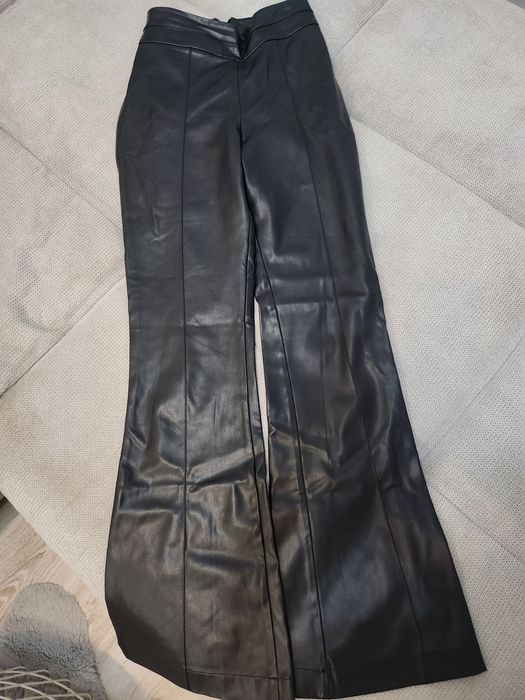 Кожен панталон с широки кръчоли Christine fashion