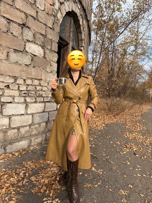 Кожаный плащ 42-44 р-р