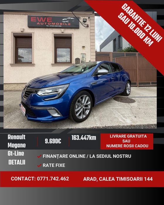 Renault Megan Gt-Line 1,2Tce Rate Fixe Garantie 12 Luni Livrare