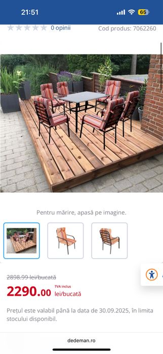 Set terasa / mobilier gradina cu masa fixa, dreptunghiulara, 6 scaune
