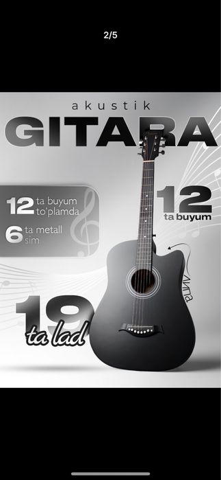 Akustik gitara,6 torli,komplekt