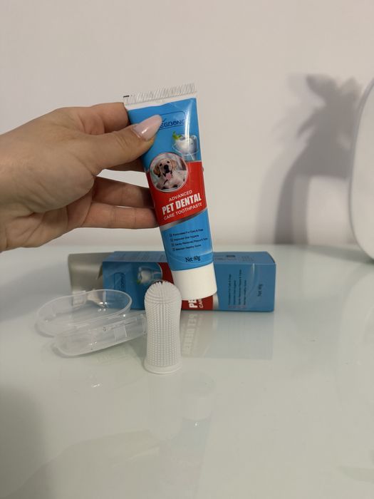 Pasta de dinti + periuta pentru animale de companie (catei, pisici)