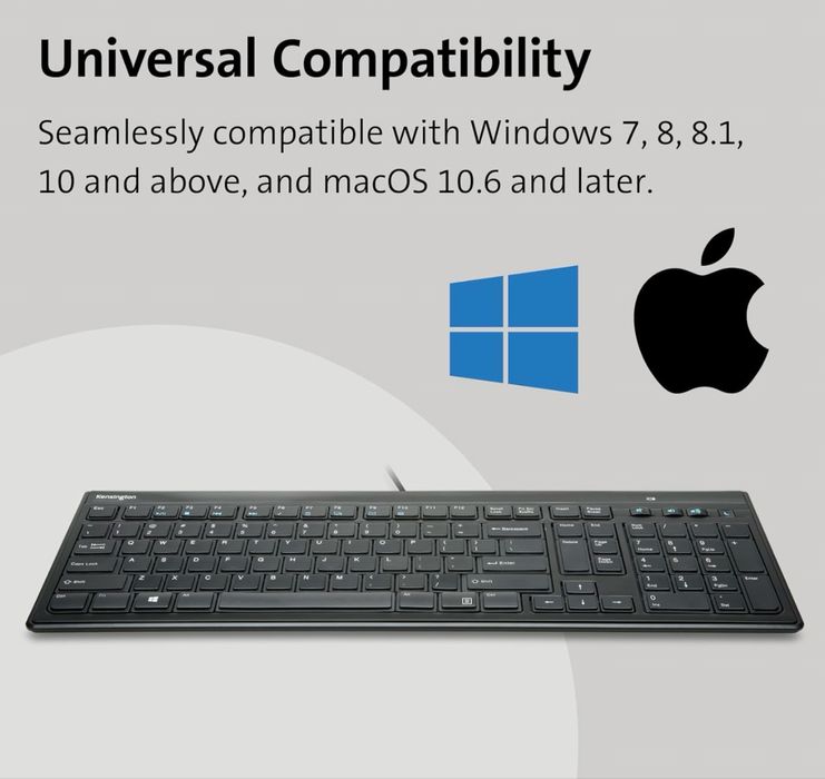 Тънка кабелна клавиатура Kensington