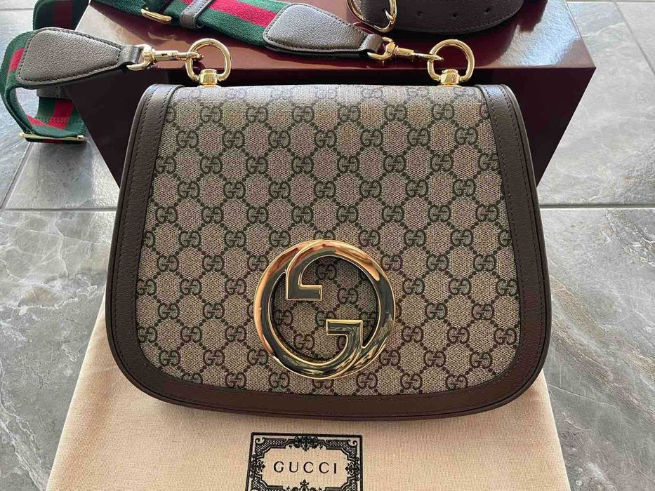 GUCCI Дамска чанта Гучи Blondie Кожена Текстилна презрамка Автентична