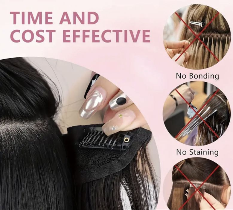 7 реда Комплект коса на редове с клипс екстеншъни 55см термоустойчива