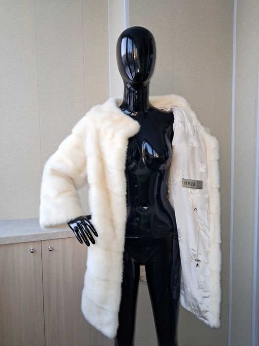 Haină de blană nurcă divină. Haina de vizon natural ivory