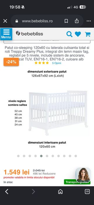 Vand pat pentru bebe