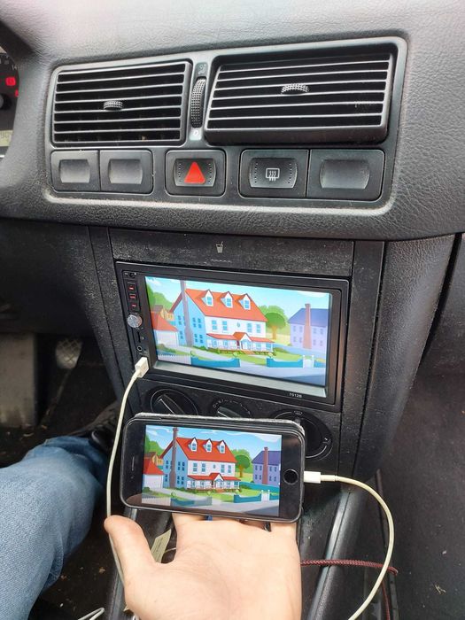 Navigație Player Mp5 Golf 4 Bora Waze YouTube prin Mirrolink BT USB C