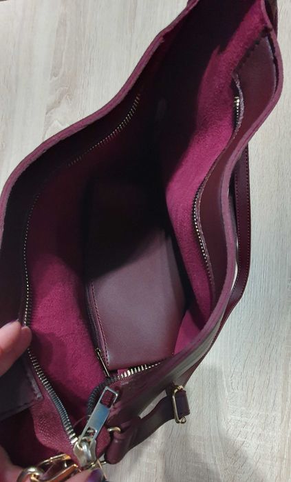Geanta eleganta, mare, visiniu, piele sintetica