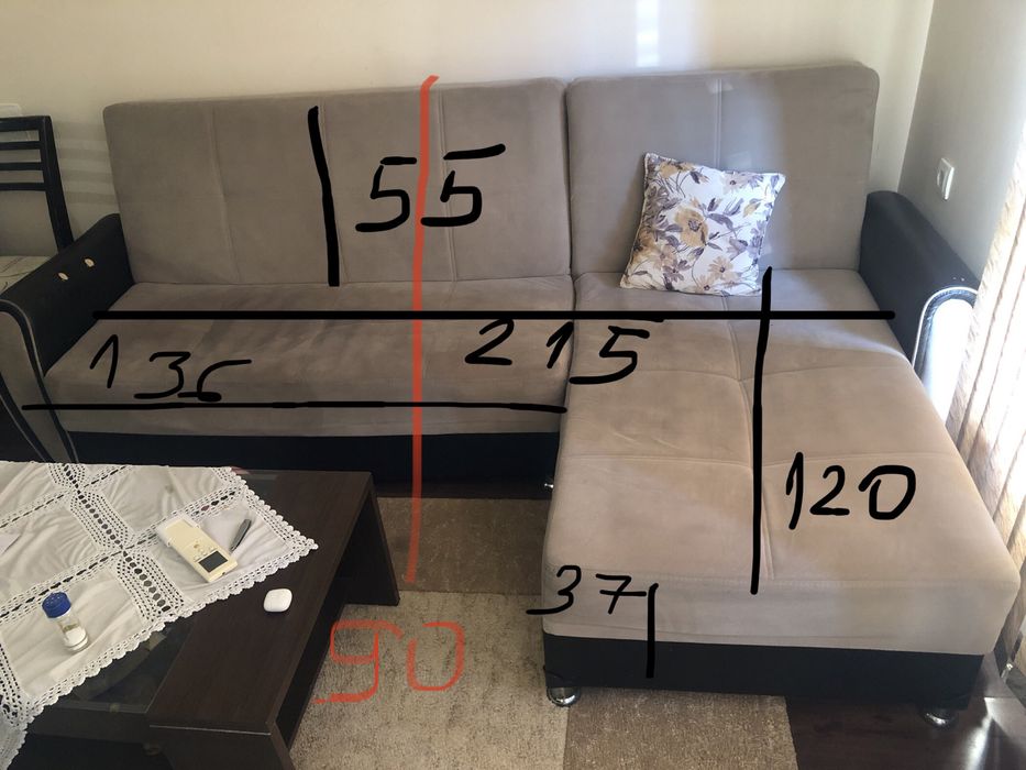Холов ъглов диван с ракла и функция сън