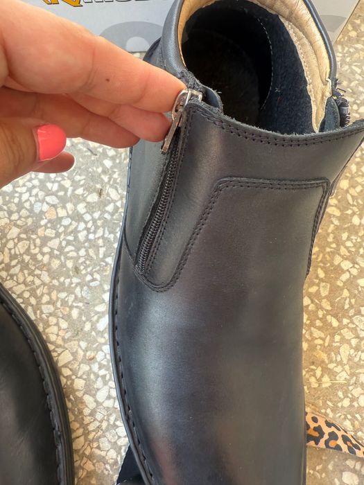 Черни кожени боти с топъл хастар 45 мъжки