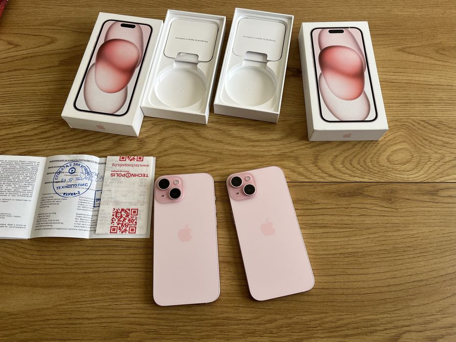 Бартер/заменям 2бр iPhone 15 pink 128гб 88%