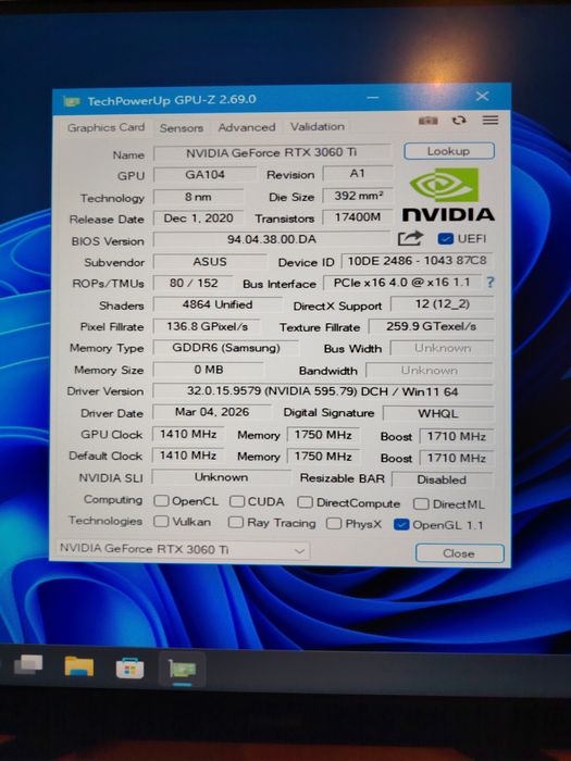 Продам видеокарту RTX 3060ti