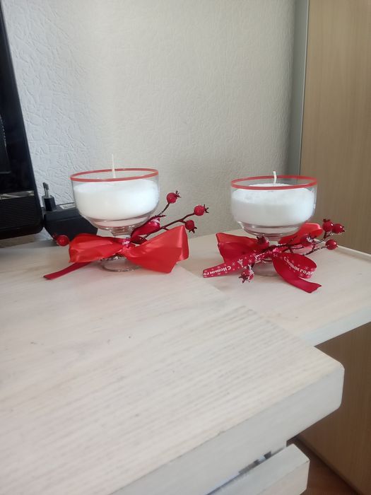 Декор новогодний. Свечи насыпные парные.