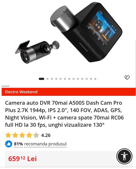 Vând Camera 70 Mai A500s