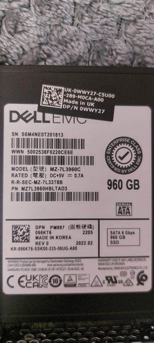 Новый SSD диск Dell 960gb sata