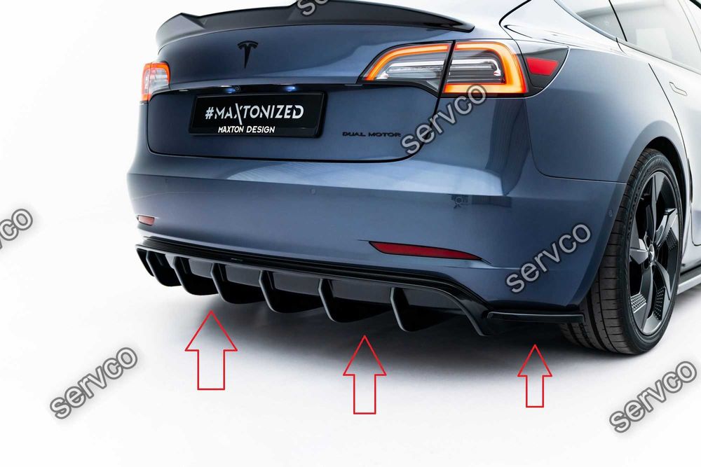 Pachet Set Splitter Exterior Lip Prelungiri Body kit tuning Tesla Model 3 2017-2023 v4 - Maxton Design