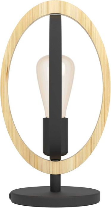 EGLO Lampă de masă vintage industrială E27 oțel si lemn negru-maro
