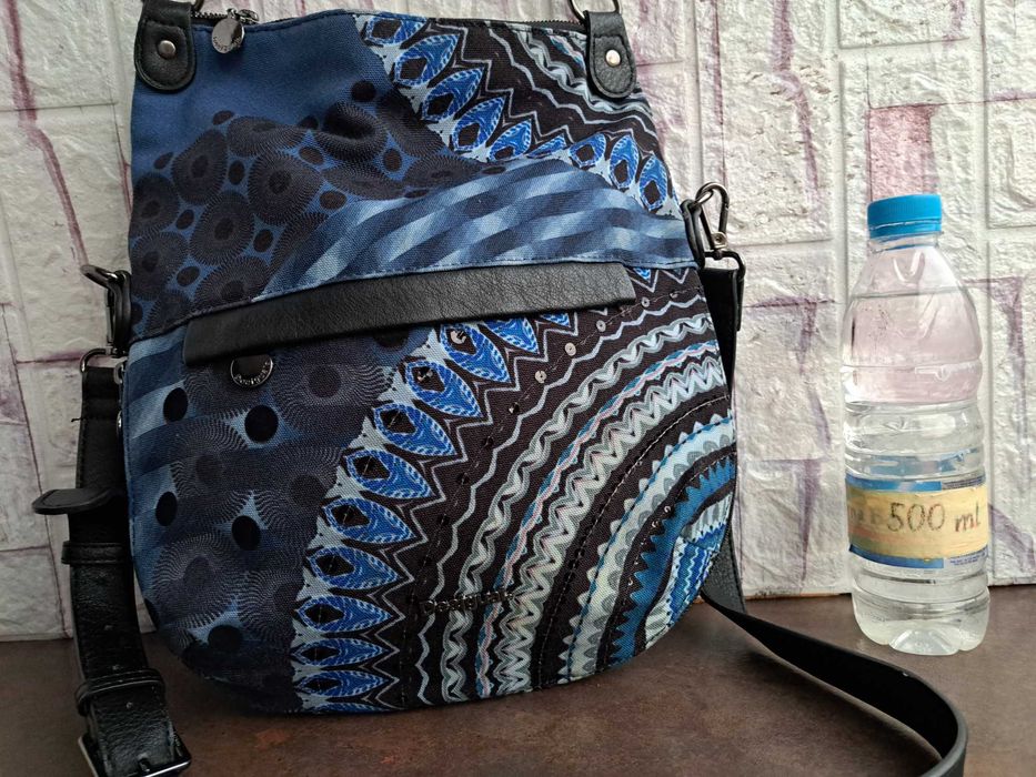 дамска чанта Desigual ,текстилна синя торба,