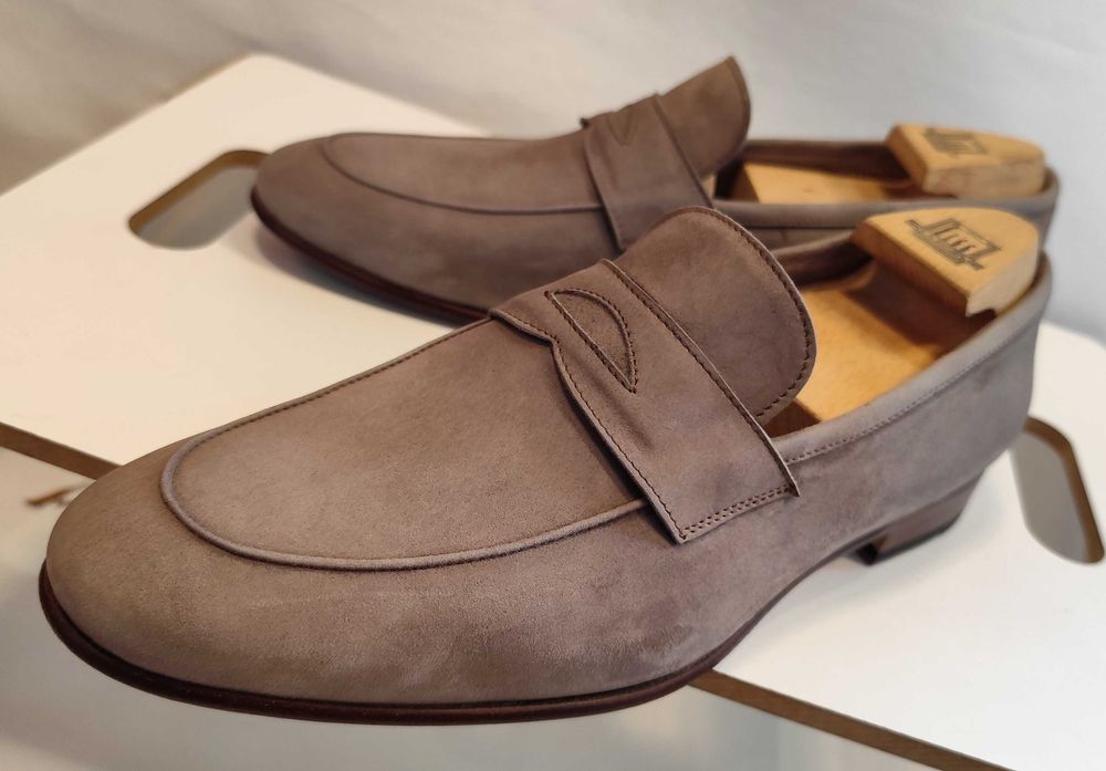 Pantofi loafer penny 42.5 43 lucrati manual Calpierre piele naturala moale