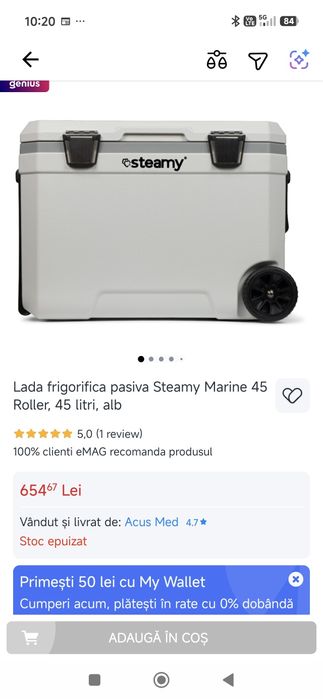 Lada frigorifica pasiva Steamy Marine 45
Roller, 45 litri, alb