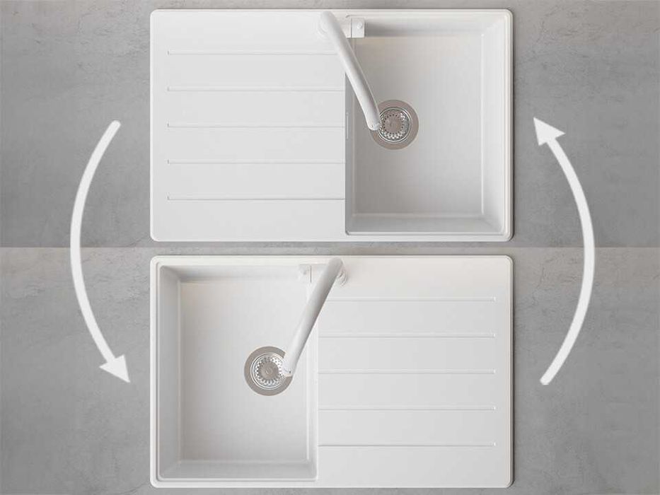 Бяла кухненска гранитна мивка Копенхаген 780х500 Top 45