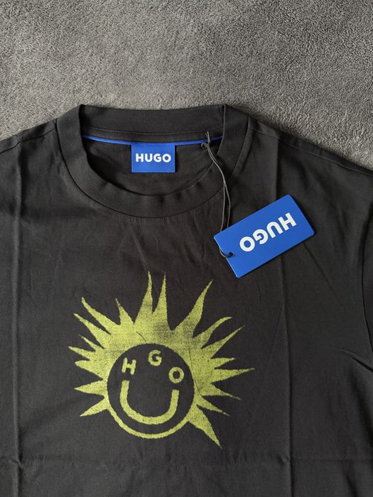 HUGO Nugix tricou barbati negru cu imprimeu marimea S nou original