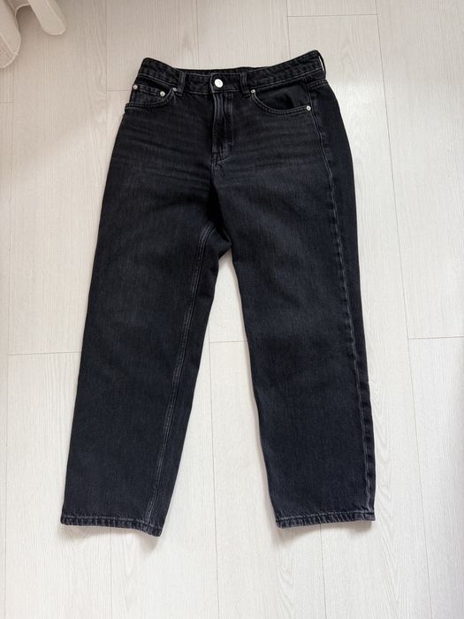 Blugi negri drepti cropped din 100% bumbac Massimo Dutti marimea 36