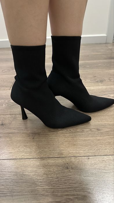 Ботильоны Zara тканевые черные