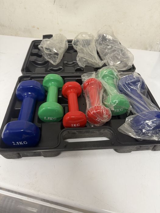 Set gantere cu geanta de transport noi 2x2,5 kg+2x1,5 kg+2x1 kg