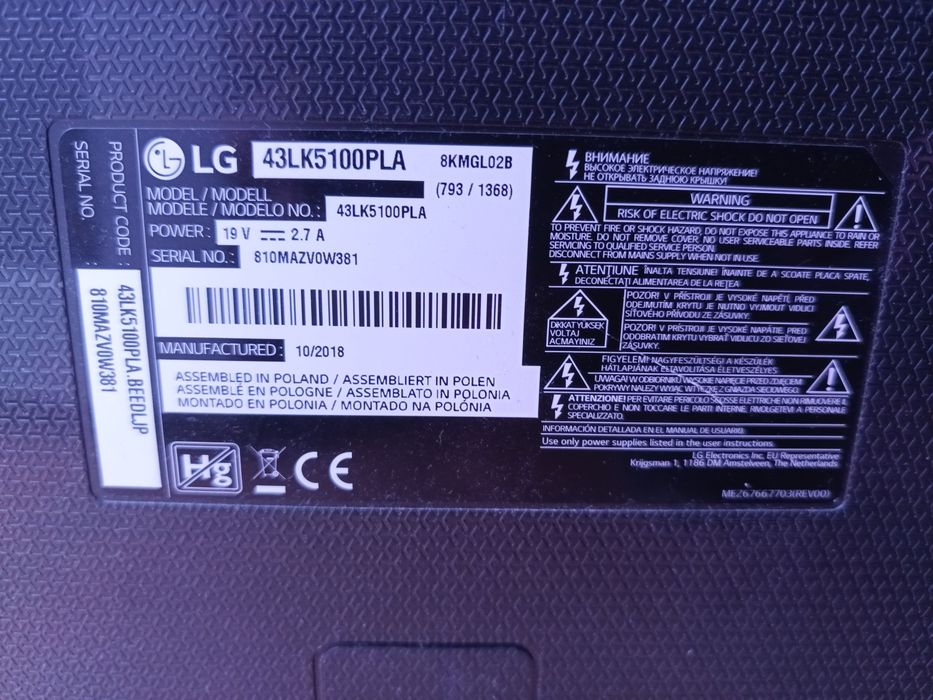 Televizor LG (non+smart) 43LK5100PLA