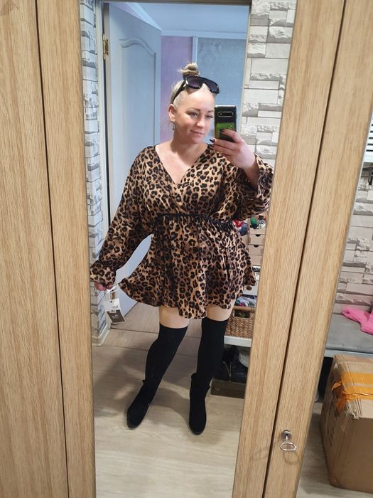 Платье туника леопард