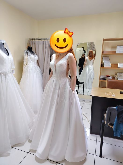 Rochie mireasa tafta cu buzunare, model 2026