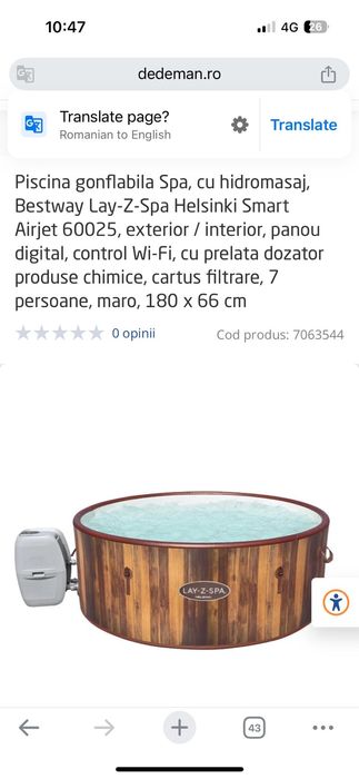 Jacuzzi gonflabil cu hidromasaj